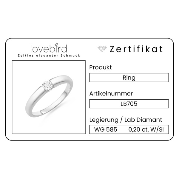 Lovebird Damenring Weißgold 585 - Lab Grown Brillant 0,20 ct. - Bild 2
