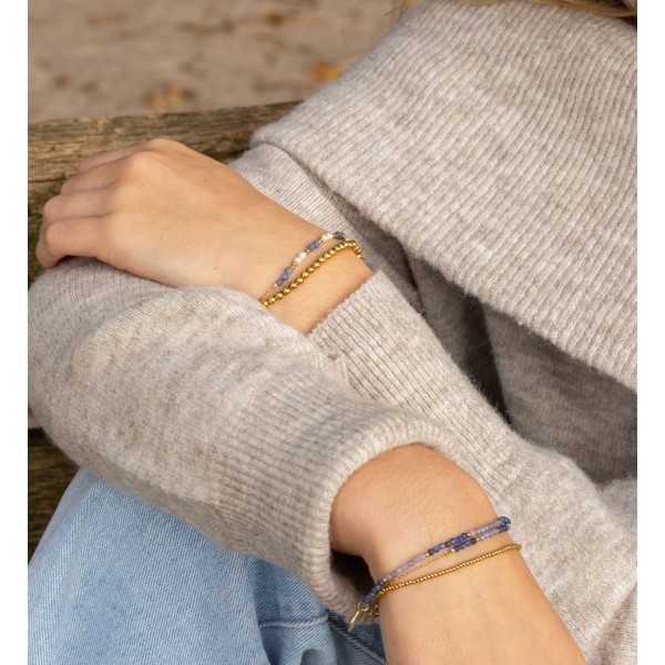 Lovebird Kugelarmband 4mm breit Edelstahl - Goldfarbene IP-Beschichtung - Bild 2