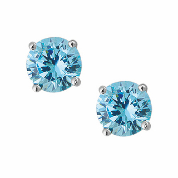 Ohrstecker Zirkonia Aqua Silber 925 rhodiniert - 6mm
