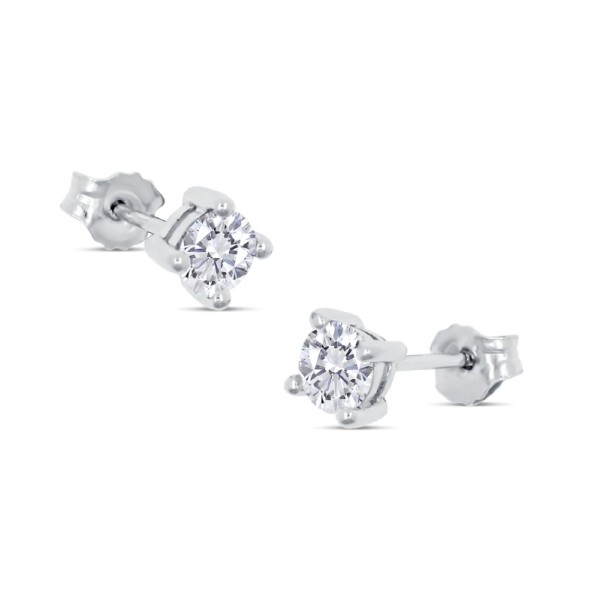 Lovebird Ohrstecker Silber 925 rhodiniert - Zirkonia 101 Facetten - 4mm