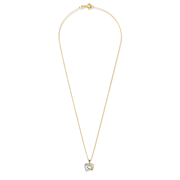 Collier mit Anhänger Herzen Silber 925 vergoldet - 20 Zirkonia - Bild 2