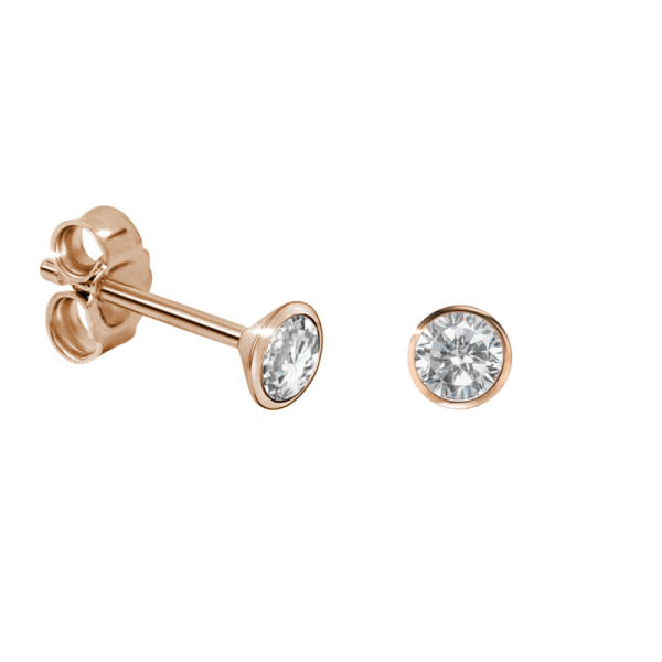 Ohrstecker Zirkonia Silber 925 rosé vergoldet - 2,5mm