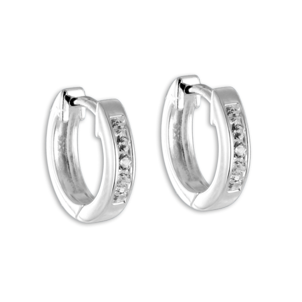 Klappcreolen Silber 925 - 10 Zirkonia - Ø 12mm - 2mm breit