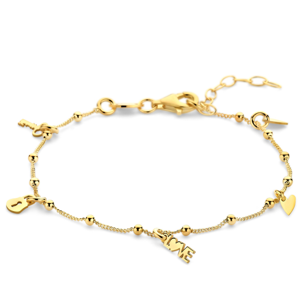 Armband Love Herzen Schloss Schlüssel Silber 925 vergoldet