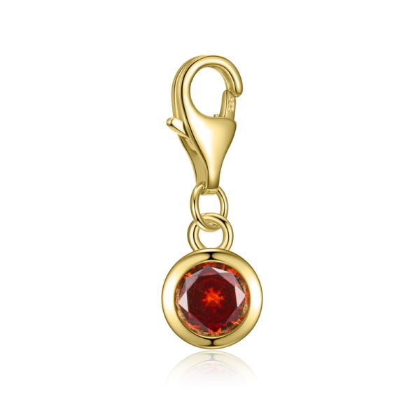 Charm Zirkonia Rot Silber 925 vergoldet - 5mm