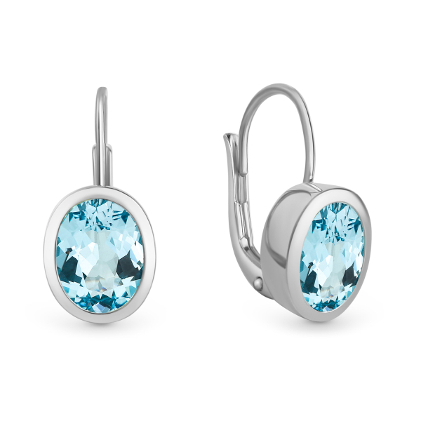 Ohrhänger Bouton Silber 925 rhodiniert - Blautopas