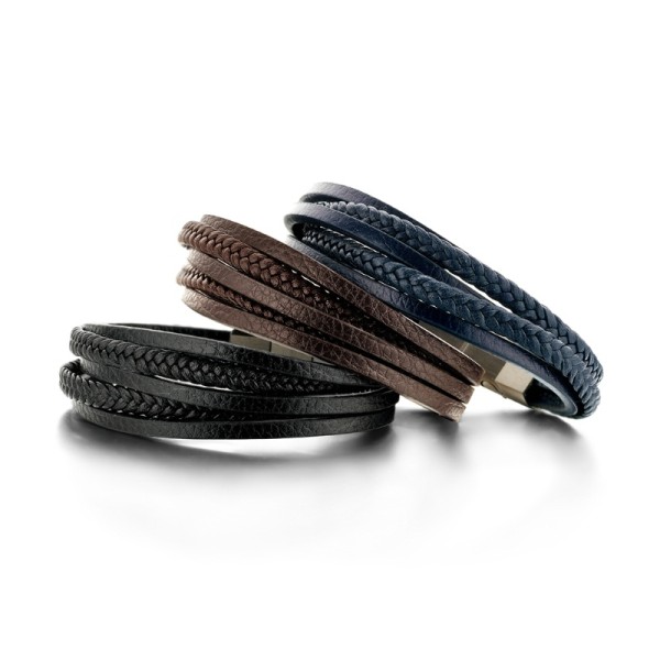 Frank 1967 Armband Echtleder Blau 5-reihig Edelstahl - Bild 2