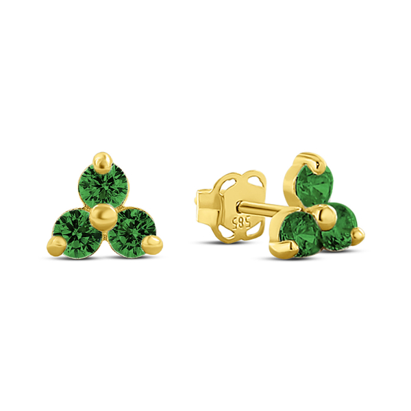 Ohrstecker mit 6 Zirkonia Gold 585 - Grün