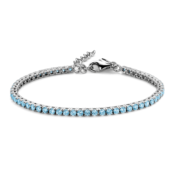 Tennisarmband Zirkonia hellblau Silber 925 rhodiniert - 3mm