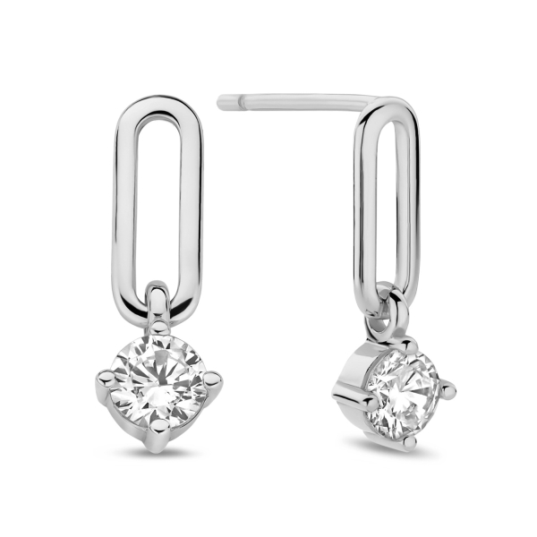 Ohrstecker mit Zirkonia Silber 925 rhodiniert - Ø 4mm - Höhe 17mm