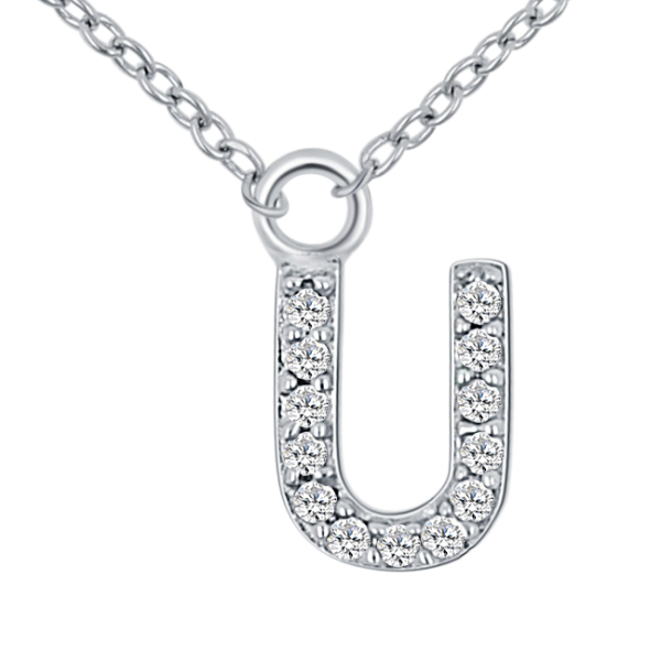 Lovebird Buchstabencollier U Silber 925 rhodiniert - 13 Zirkonia