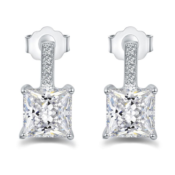 Lovebird Ohrstecker Silber 925 rhodiniert - Zirkonia Princess Cut - 6x6mm