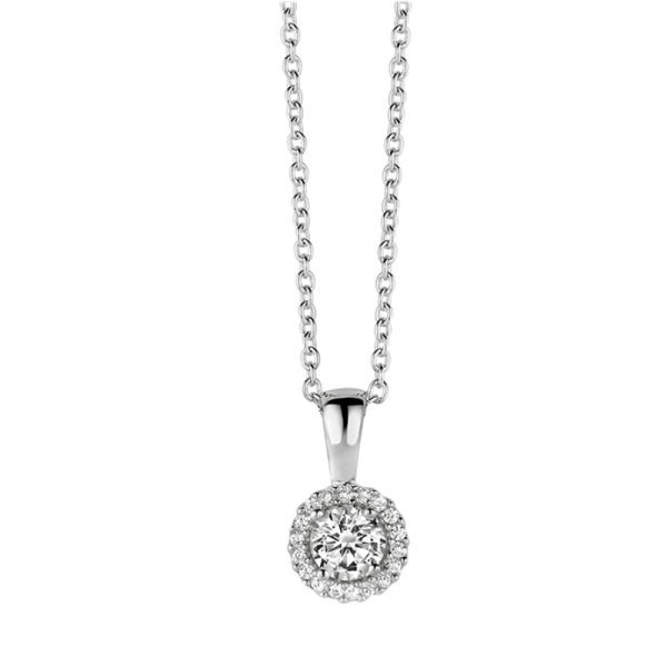 Collier mit Zirkonia rund Silber 925 rhodiniert - 6mm - 19 Zirkonia - Bild 2