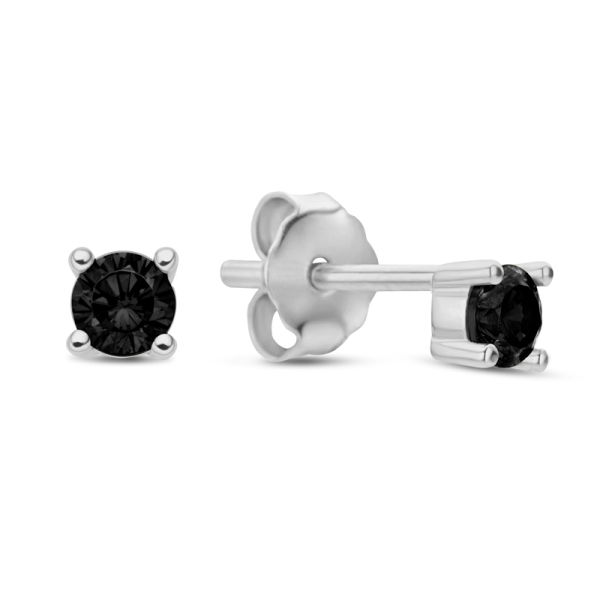 Ohrstecker mit Zirkonia schwarz Silber 925 rhodiniert - Ø 3mm
