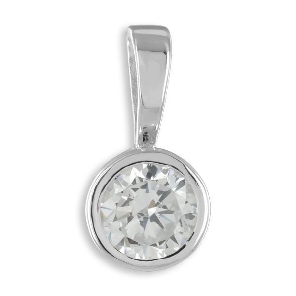 Anhänger Zirkonia 6mm Silber 925 rhodiniert