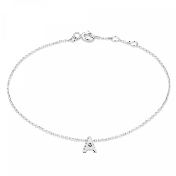 Armband Buchstabe Silber 925 rhodiniert - Ankerkette 16+3cm
