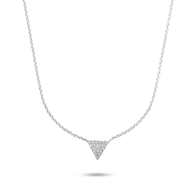 Collier Dreieck mit 21 Zirkonia Silber 925 rhodiniert - Dreieck 7x7mm