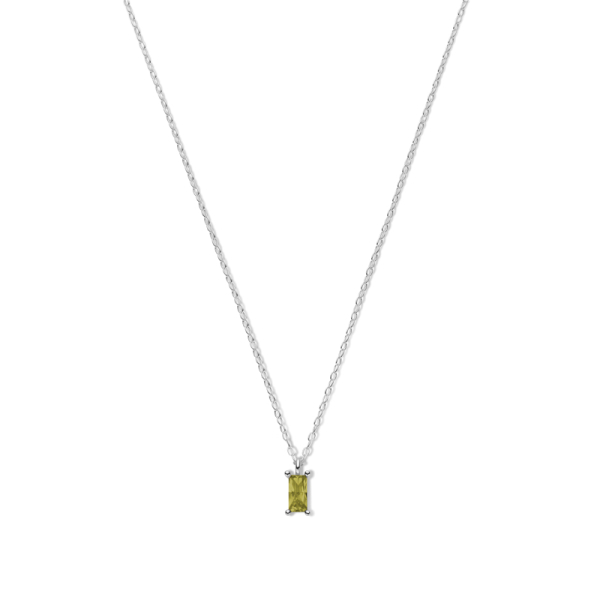 Collier mit Zirkonia olivgrün Silber 925 rhodiniert - Baguetteschliff 6x3mm - Bild 2