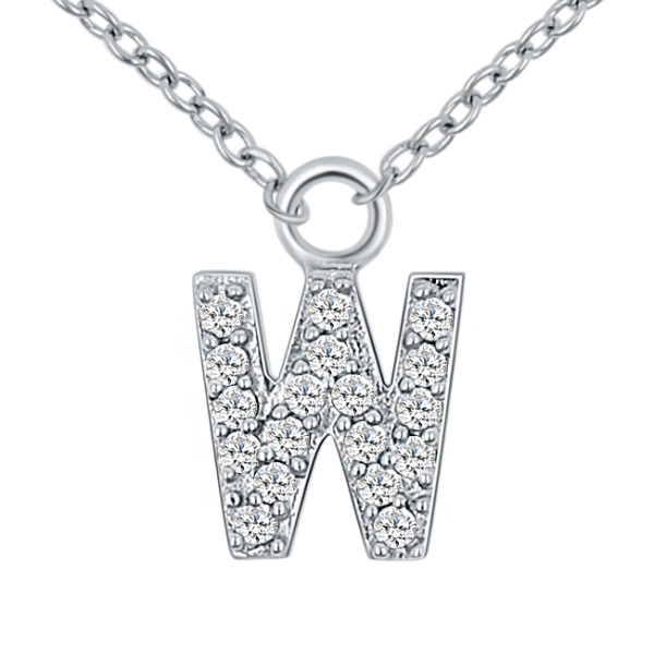 Lovebird Buchstabencollier W Silber 925 rhodiniert - 18 Zirkonia