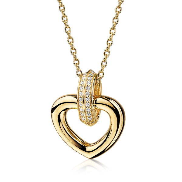 Collier mit Anhänger Herz Silber 925 vergoldet - Schlaufe mit Zirkonia
