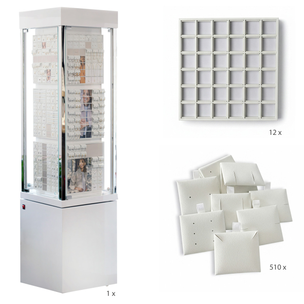 Set Schmuckvitrine groß 45x45x196cm - Beleuchtet - mit Laden und Karten - Bild 2