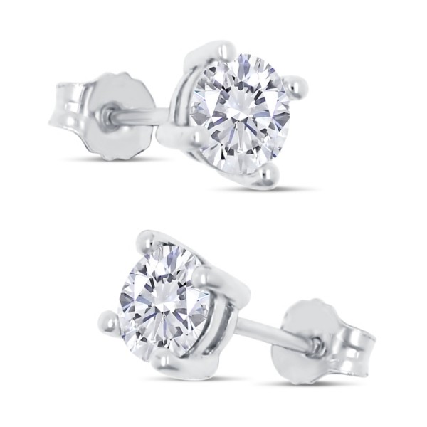 Lovebird Ohrstecker Silber 925 rhodiniert - Zirkonia 101 Facetten - 6mm