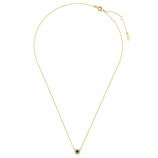 Collier Zirkonia weiß und smaragdgrün Gold 585 - Ankerkette 43cm - Bild 2