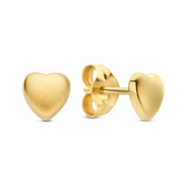 Ohrstecker Herz Gold 585 - Mattiert - 4,4mm