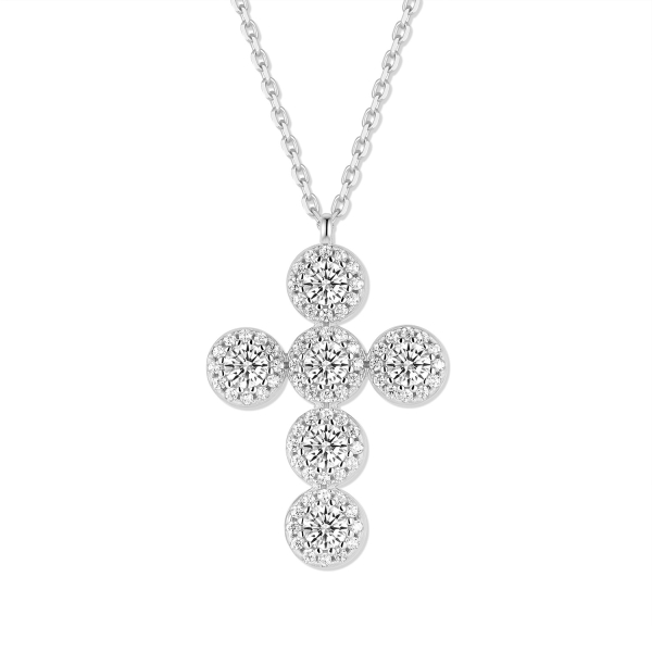 Collier Kreuz mit 78 Zirkonia Silber 925 rhodiniert - Kreuz 22x16mm