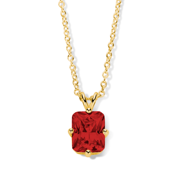 Collier mit Zirkonia rot Silber 925 vergoldet - 8x10mm - Ankerkette