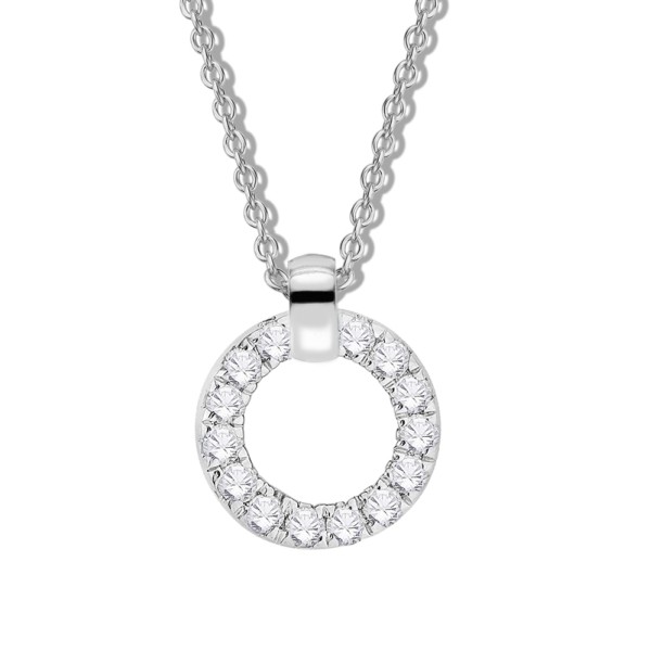 Collier Silber 925 rhodiniert - 14 Zirkonia - Ø 11mm