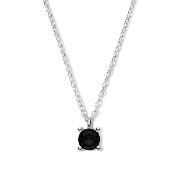 Collier mit Zirkonia schwarz Silber 925 rhodiniert - 40+5cm