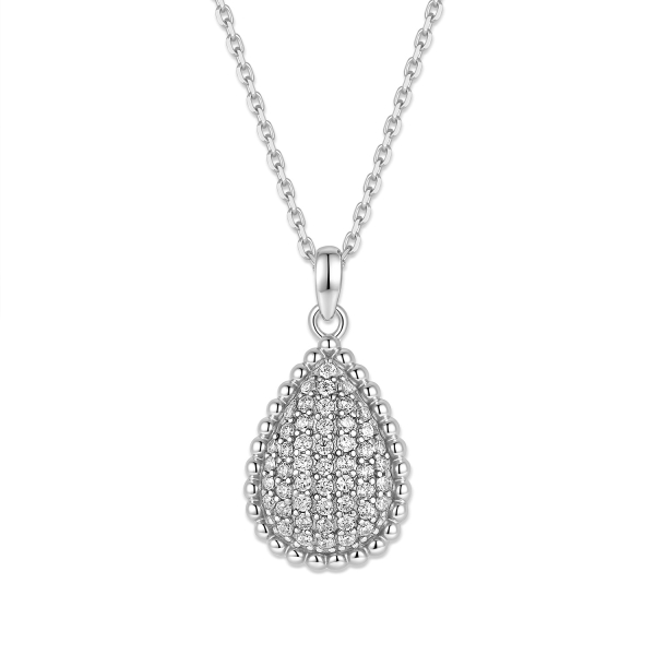 Collier Drop mit Zirkonia Silber 925 rhodiniert - Drop 16x11,4mm