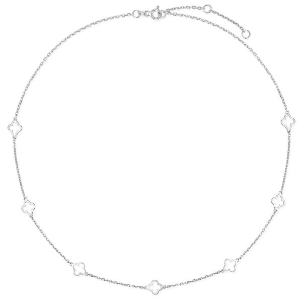 Kleeblatt Collier Silber 925 - vergoldet oder rhodiniert - 45cm - Bild 2