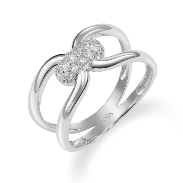 Damenring Silber 925 rhodiniert - 16 Zirkonia - 9,3mm breit