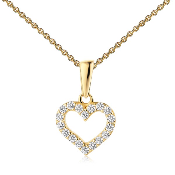Anhänger Herz Gold 333 - 18 Zirkonia - 9x8mm - Bild 2