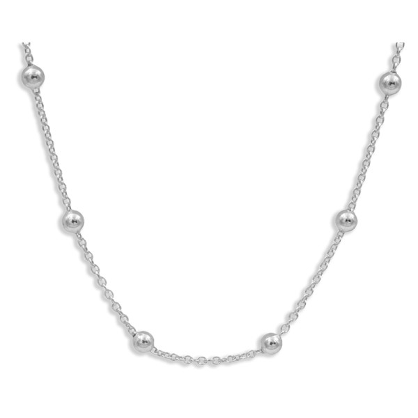 Ankerkette mit Kugeln Silber 925 - 1mm breit - 3mm Kugeln