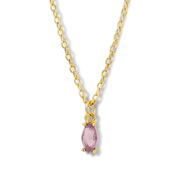 Collier mit Zirkonia pink Silber 925 vergoldet - 6x3mm