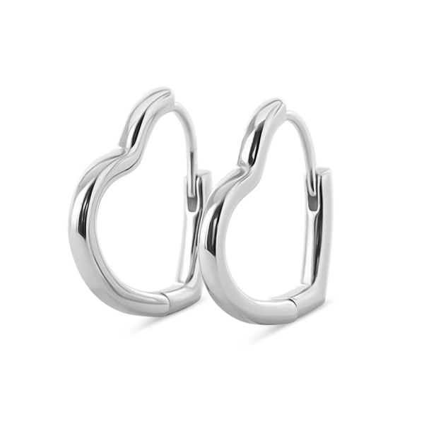 Klappcreolen Silber 925 rhodiniert - Herz - 16x15x2mm