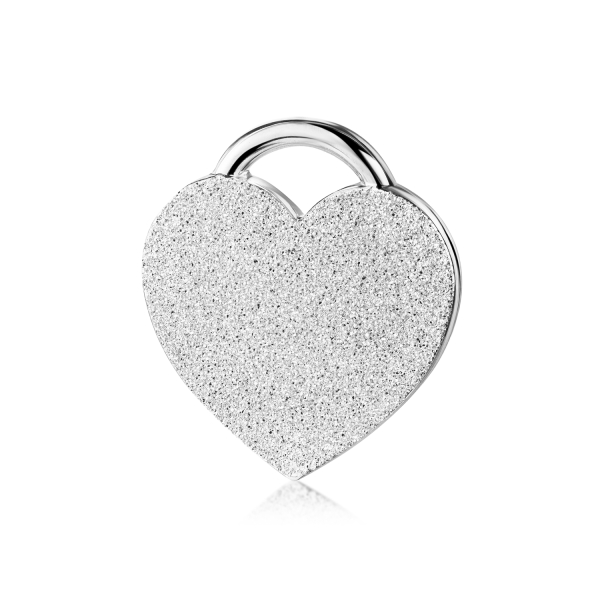 Anhänger Herz Silber 925 - Glitzer - Rückseite matt, gravierbar
