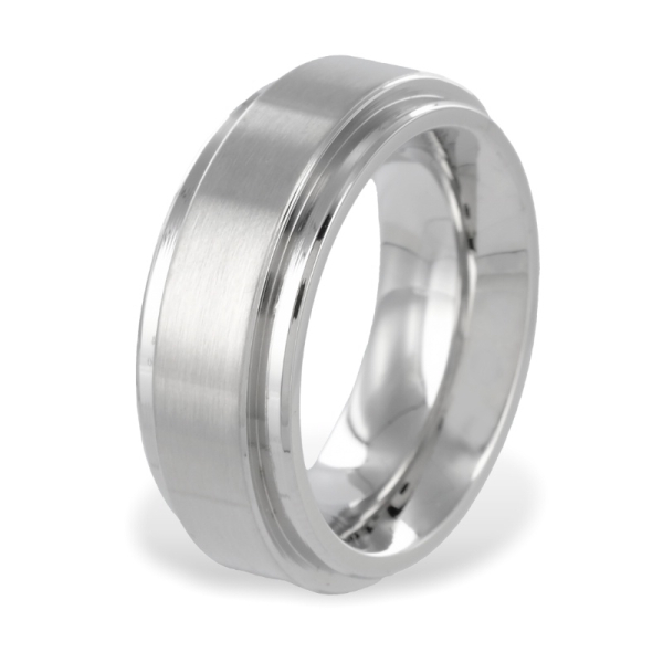 Freundschafts- und Verlobungsring Edelstahl Teilmatt - 9mm breit