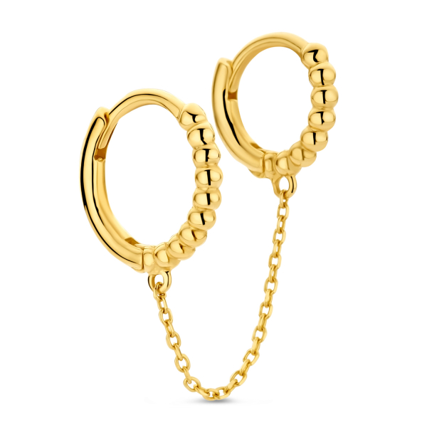 Doppelklappcreolen mit Kette Gold 585 - Ø 11mm und 9mm