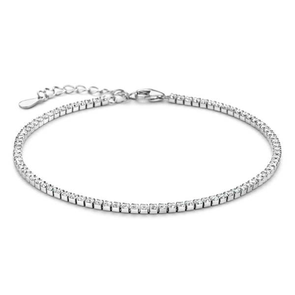 Tennisarmband Zirkonia weiß Silber 925 rhodiniert - Zirkonia 1,5mm - 1,8mm breit