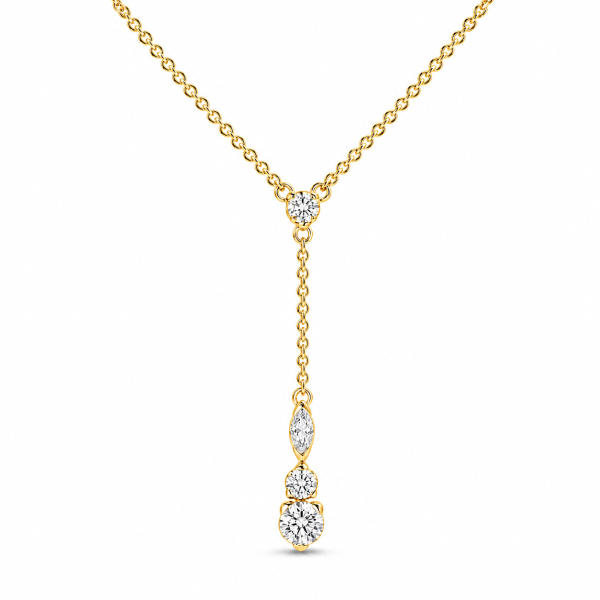 Y-Collier Silber 925 vergoldet - 4 Zirkonia - 45cm mit Zwischenöse
