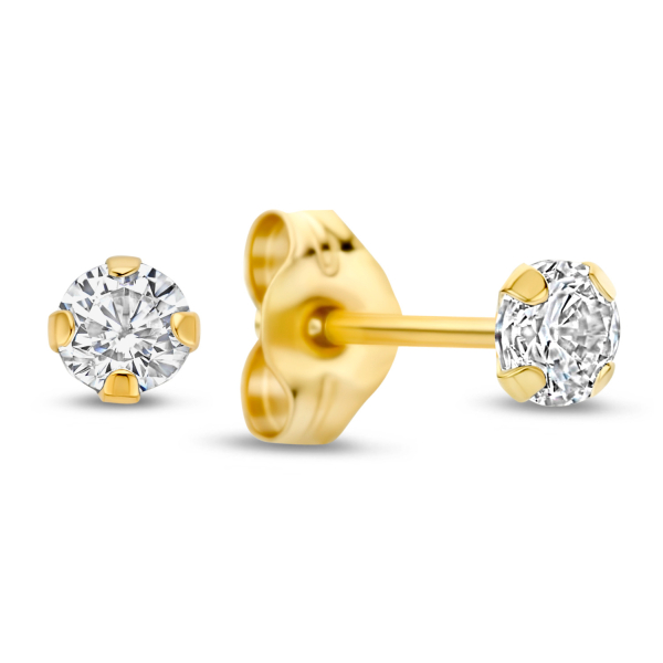 Ohrstecker Zirkonia Gold 585 - 3,0mm - Krappenfassung