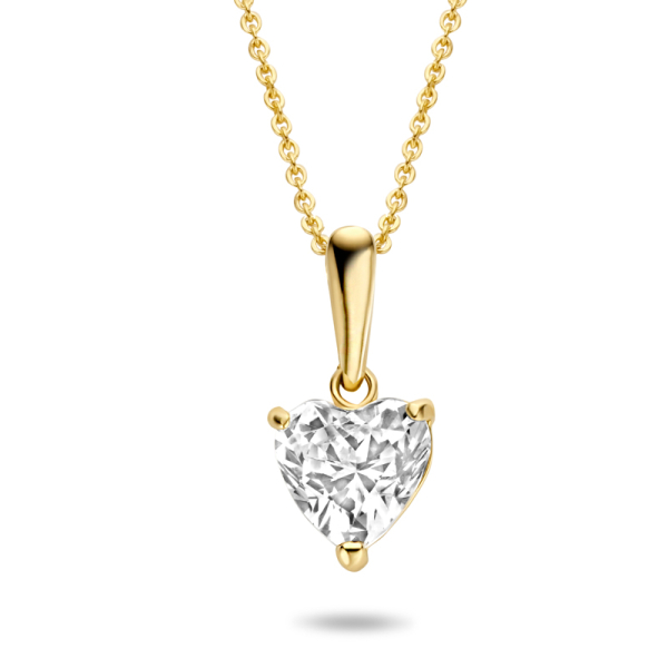 Collier mit Anhänger Herz Zirkonia Gold 585 - Herz 6mm