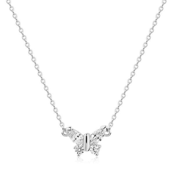 Collier Schmetterling Silber 925 rhodiniert - 4 Zirkonia - 42/45cm - Bild 2