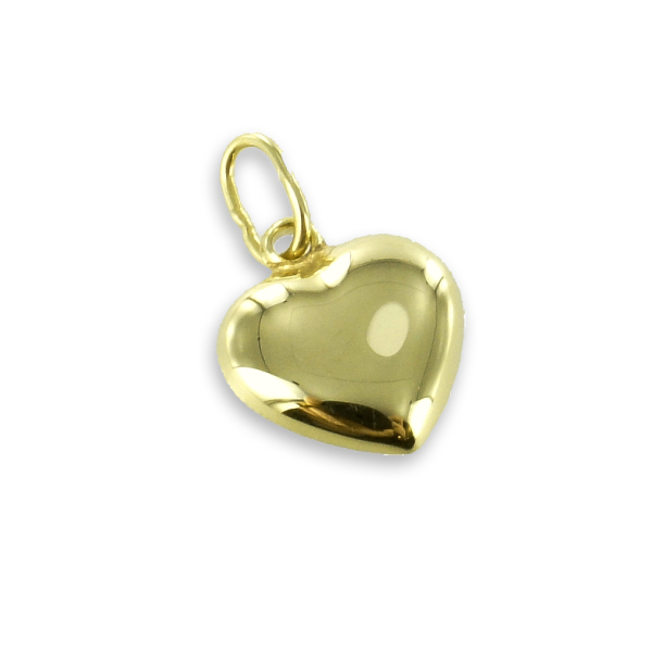 Anhänger Herz Gold 333 - Vollplastisch - Hochglanz - 13mm hoch