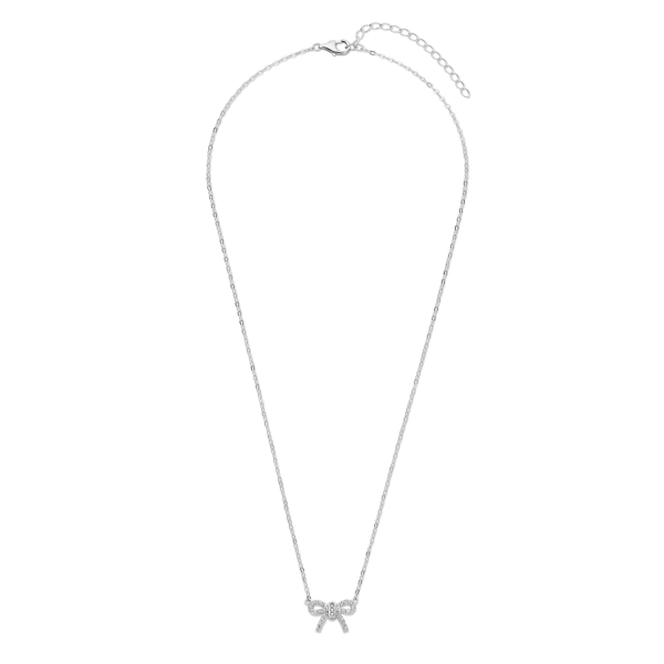 Collier Schleife Silber 925 rhodiniert - 29 Zirkonia - Bild 2