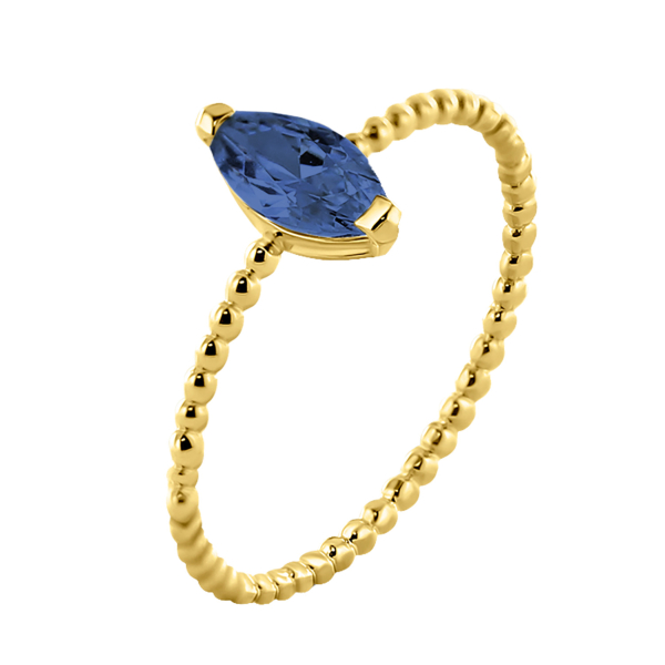 Damenring Zirkonia Blau Gold 585 - 8x4mm